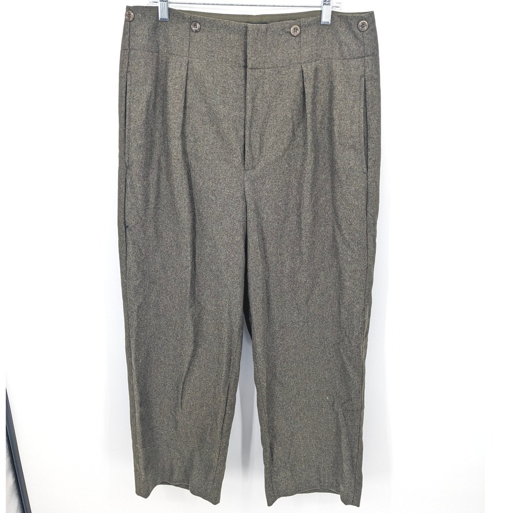 Banana Republic Pants Womens 14 Olive Green Nessa Trousers Wool Blend Pleated